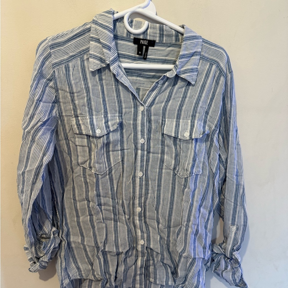 Paige Blue Striped Button-Up Shirt